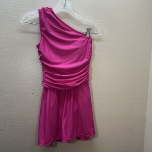 J. Crew Ruched One-Shoulder Swim Suit Dress Size 2 Pink Swimsuit Full Coverage